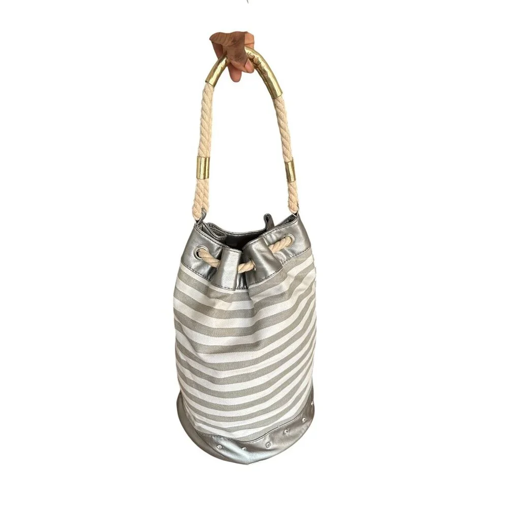 Disney Mickey Mouse Canvas & Faux Leather Bucket Bag With Rope Handle Rusack